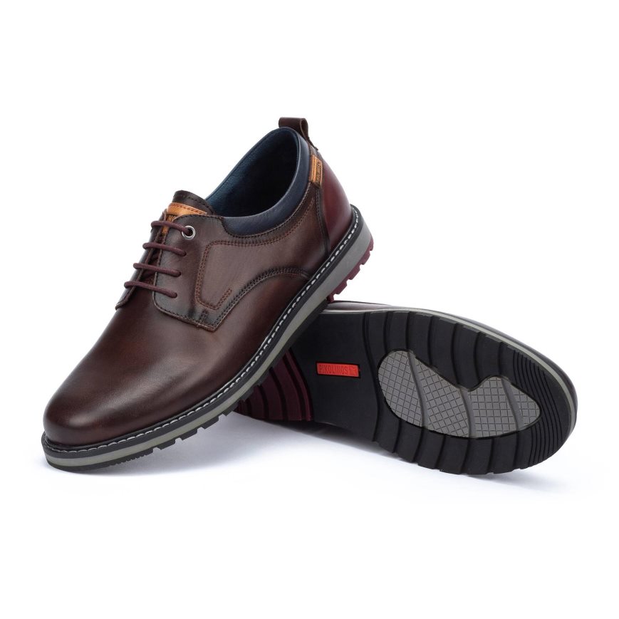 Men's Pikolinos BERNA Lace Up Shoes Brown | NZ L9AQ537